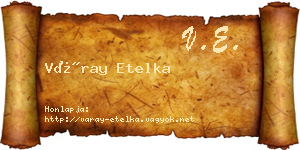 Váray Etelka névjegykártya